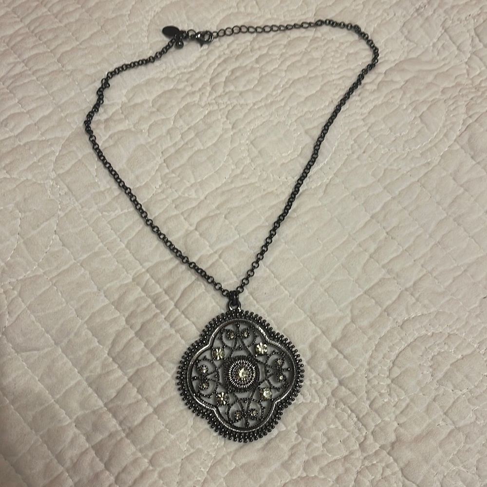 Black chain with stone pendant